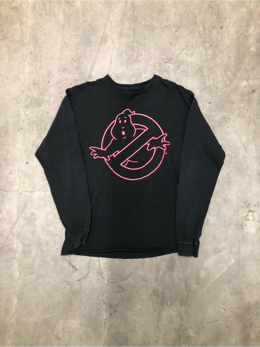 Ghostbusters Graphic Long Sleeve Tee - Black with Pink Logo
